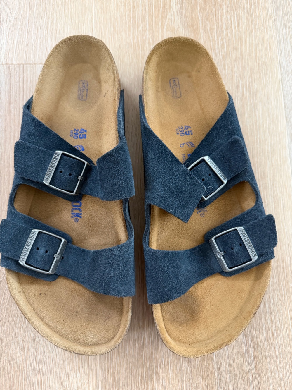Birkenstock Men’s Dark Blue Suede Two-Buckle Sandals